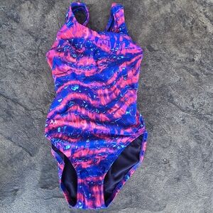 TYR Women's 30 Vibrant Pink and Blue One Piece Swimsuit